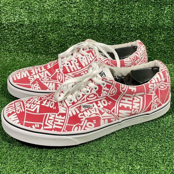 Vans Other - Vans Era Off The Wall All Over Print Red White Skate Sneakers Shoes US Men's 13